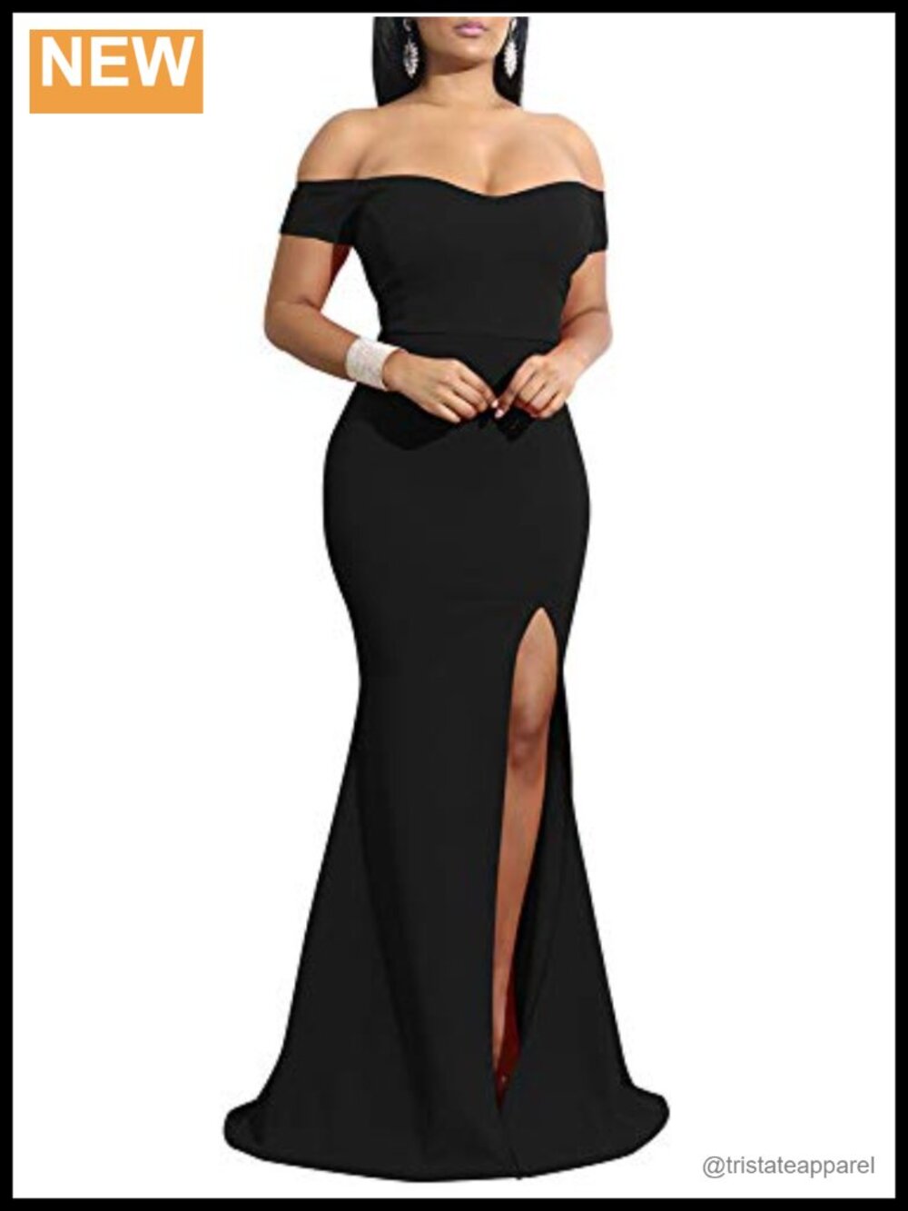 Women's Off Shoulder High Split Long Formal Party Dress